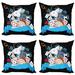 East Urban Home Ambesonne Alice In Wonderland Throw Pillow Cushion Case Pack Of 4, Rabbit Motion Cups Hearts & Flower Character Alice Cartoon Style | Wayfair