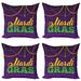 East Urban Home Ambesonne Mardi Gras Throw Pillow Cushion Case Pack Of 4, Beads & Tassels Masquerade Theme Calligraphy Design Fun Print | Wayfair