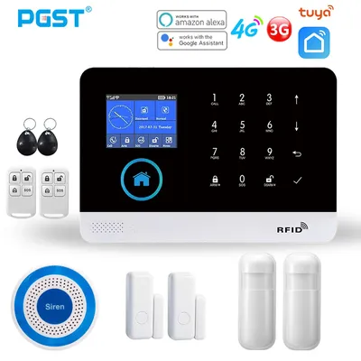 PGST-Système d'alarme de sécurité domestique avec sirène solaire sans fil kit Tuya Smart Life