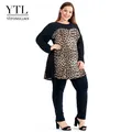 Robe de soirée grande taille pour femmes motif léopard bloc de couleurs printemps été tunique