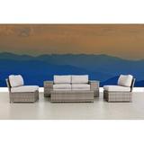 Hokku Designs Avaneesh Wicker Fully Assembled 4 - Person Seating Group w/ Cushions in Gray | 14" H x 49" W x 30" D | Outdoor Furniture | Wayfair