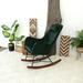 Corrigan Studio® Niell Rocking Chair Wood/Upholstered/Velvet/Metal/Solid Wood in Green | 38.5 H x 27.5 W x 36 D in | Wayfair