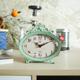 Ophelia & Co. Analog Quartz Tabletop Clock Plastic/Acrylic/Wood/Metal in Green/Blue | 6.1 H x 6.5 W x 2.17 D in | Wayfair