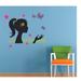 Trinx Girl Silhouette Butterfly Cartoon Decors Wall Sticker Art Design Decal For Girls Boys Room Home Decor Stickers Wall Art Vinyl (27X30 Inch) Metal | Wayfair