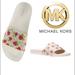 Michael Kors Shoes | Michael Kors Signature Vanilla Cream Floral Monogram Logo Slip On Slides Sandals | Color: White | Size: Various