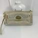 Coach Bags | Coach Beige / Cream /Gold Wristlet / Clutch | Color: Cream/Gold | Size: Os