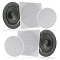 Pyle Pair 10” Flush Mount in-Wall in-Ceiling 2-Way Speaker System Spring Loaded Quick Connections Changeable Round/Square Grill Stereo Sound Polypropylene Cone Polymer Tweeter 300 Watts