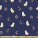 East Urban Home Blue Nautical Fabric By The Yard, Ocean Elements Birds In Marine Hats Steering Wheel Anchor | 58 W in | Wayfair