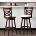 Three Posts™ Catt Swivel Bar Stool Wood/Upholstered in Brown/White | 42.5 H x 18 W x 19 D in | Wayfair 4547DDE9417D44E5AE6F2E405E846EF1