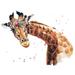 Indigo Safari Flower Crown Giraffe - Wrapped Canvas Painting Print Canvas in White | 24 H x 36 W x 1.25 D in | Wayfair