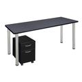 Inbox Zero Kee Office Desk Table w/ Mobile Pedestal Drawer Top Wood in Gray | 29 H x 24 D in | Wayfair 38661B2F99D840C0B50AD94059A8803A