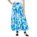 Plus Size Women's Pull-On Elastic Waist Crinkle Printed Skirt by Woman Within in Bright Cobalt Pretty Tie Dye (Size 5X)