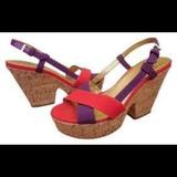 Kate Spade Shoes | Kate Spade Cork/Linen “Penny” Platforms | Color: Purple/Red | Size: 10