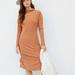 Anthropologie Dresses | Anthropologie Emily Ruched Midi Dress Size M | Color: Orange/Tan | Size: M