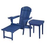 Rosecliff Heights Wyrick Solid Wood Folding Adirondack Chair w/ Table Wood in Blue | 28 H x 14 W x 34 D in | Wayfair