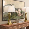 Three Posts™ 30.75" Table Lamp Set Linen/Metal in Yellow | 30.75 H x 16 W x 10 D in | Wayfair 8A3C2F57FC70488A80A5656BE9EB1E58