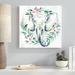 Indigo Safari Floral Wreath Elephant - Wrapped Canvas Painting Print Canvas in Gray/Green | 20 H x 20 W x 1.25 D in | Wayfair