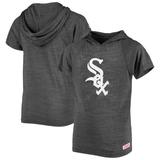 Youth Stitches Heathered Black Chicago White Sox Raglan Short Sleeve Pullover Hoodie
