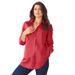 Plus Size Women's Long-Sleeve Kate Big Shirt by Roaman's in Antique Strawberry (Size 44 W) Button Down Shirt Blouse