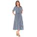 Plus Size Women's Short-Sleeve Seersucker Dress by Woman Within in Navy Gingham (Size 18 W)