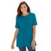 Plus Size Women's Perfect Short-Sleeve Crewneck Tee by Woman Within in Deep Teal (Size 4X) Shirt