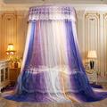 Princess Double Bed Canopy 1.5M Dome Mosquito Net Multicolor Gradient Multilayer Lace Hanging Bed Tent for Single to King Size Beds Ideal for Bedroom Decorative-Purple