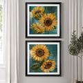 August Grove® Sunflower I - 2 Piece Picture Frame Painting Print Set Paper in Green/Yellow | 26.5 H x 53 W x 1.5 D in | Wayfair