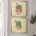 Dakota Fields Flowering Succulent I - 2 Piece Painting Print Set Canvas, Solid Wood in Green/Pink | 26.5 H x 53 W x 1.5 D in | Wayfair