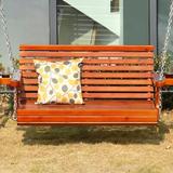 Arlmont & Co. Atasia Hanging Porch Swing Wood/Solid Wood in White | 22.5 H x 58.25 W x 30.25 D in | Wayfair 3557B360EB924DF48DDF6E101F9E69AE
