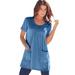 Plus Size Women's Two-Pocket Soft Knit Tunic by Roaman's in Dusty Indigo (Size 2X) Long T-Shirt