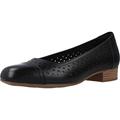 Clarks Ladies Flat Loafer Shoes Juliet Cedar - Black Leather - UK Size 7D - EU Size 41 - US Size 9.5M