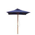 JATI Umbra 1.5m Small Wooden Patio Parasol with Cover (Blue) - Square, Single-Pulley, 2-Part Pole