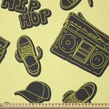 East Urban Home Ambesonne Hip Hop Fabric By The Yard, Subculture Themed Print w/ Boombox Sneaker & Hip Hop Font, Square | 36 W in | Wayfair