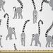 East Urban Home Ambesonne Lemur Fabric By The Yard, Safari Repetitive Wild Mammals Madagascar Endemic Species Print in White | 36 W in | Wayfair