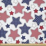 East Urban Home USA Fabric By The Yard, Big Star w/ American Flag Featured Inner Lines Proud Country Design in White | 36 W in | Wayfair