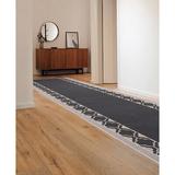 Black 26 x 0.3 in Area Rug - Winston Porter Trellis Border Slip Resistant Low Pile Rug Nylon | 26 W x 0.3 D in | Wayfair