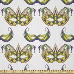 East Urban Home Mardi Gras Fabric By The Yard, Pattern Withs Traditional Carnival Celebration Costume | 90 W in | Wayfair