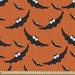 East Urban Home Ambesonne Halloween Fabric By The Yard, Rhythmic Bats Flying Spooky Fun In Cartoon Design Print | 58 W in | Wayfair