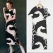 Anthropologie Dresses | Corey Lynn Calter Caballos Graphic Midi Dress Xs | Color: Black/White | Size: Xs