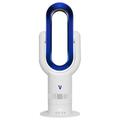 Vortex Air Fan Heater Hot + Cool - Oscillating Tower Heater with Bladeless Fans Hot and Cold Technology - Bladeless Fan Heater, Space Heater Tower Fan - 1,650W, 10 Speed Settings (White & Blue)
