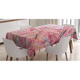 East Urban Home Japanese Sakura Cherry Blossom Branches Full of Spring Beauty Picture Tablecloth Polyester in Blue/Gray/Pink | 90 D in | Wayfair
