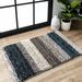 White 24 x 0.91 in Area Rug - Langley Street® City Striped Shag Tufted Performance Brown/Teal/Blue Rug Polypropylene | 24 W x 0.91 D in | Wayfair