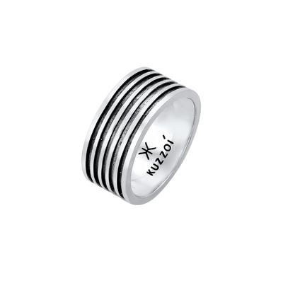 KUZZOI - Herren Bandring Massiv Rillen 925 Silber Herrenschmuck 1 ct