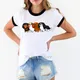 T-shirt blanc imprimé animal pour femme haut graphique mignon Kawaii Cavalier King Charles