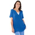 Plus Size Women's Split-Neck Henley Thermal Tee by Woman Within in Bright Cobalt (Size 14/16) Shirt