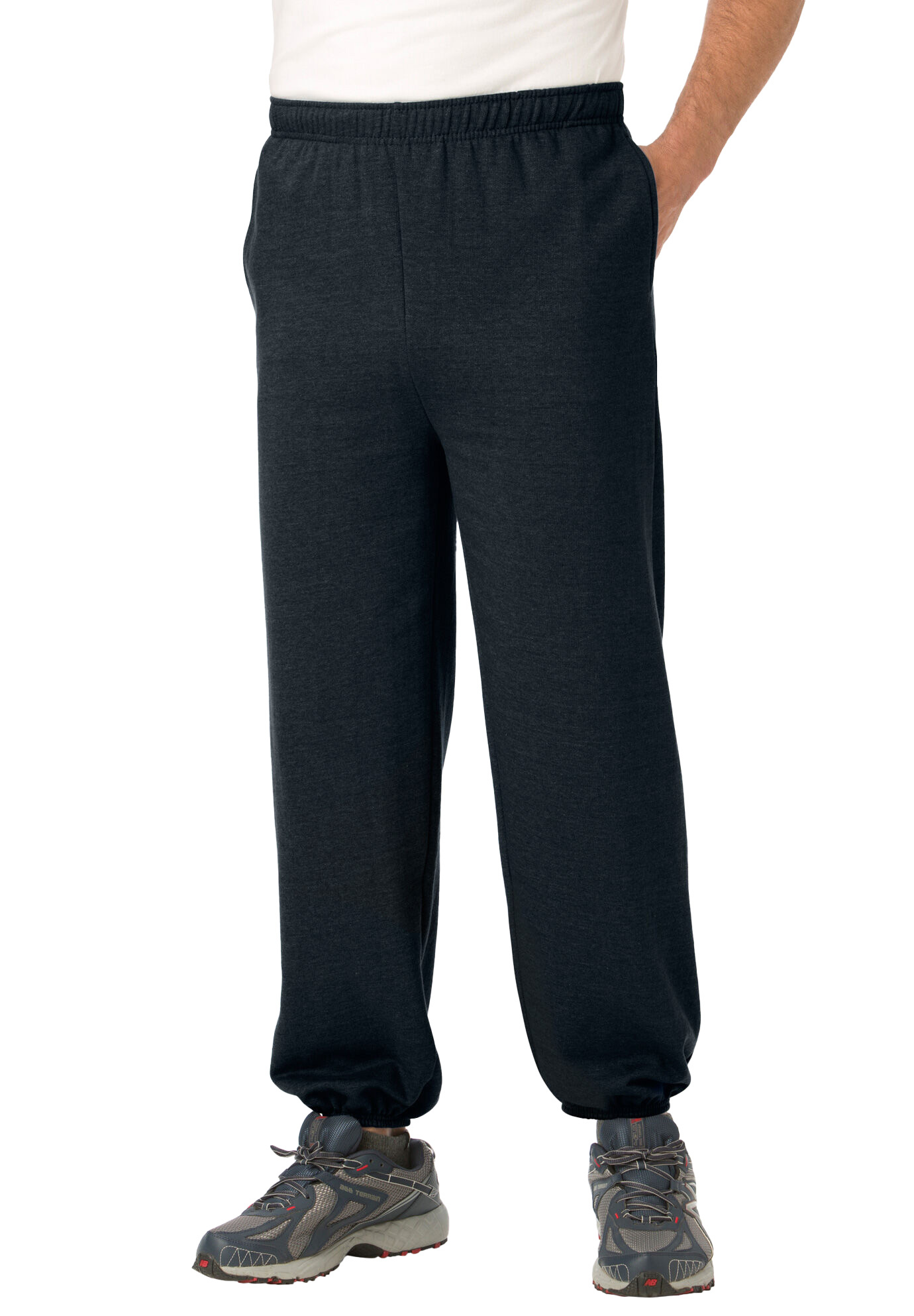 Men's Big & Tall Fleece Elastic Cuff Sweatpants by KingSize in Black (Size XL)