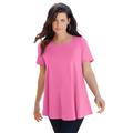 Plus Size Women's Swing Ultimate Tee with Keyhole Back by Roaman's in Vintage Rose (Size 5X) Short Sleeve T-Shirt