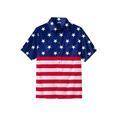 Men's Big & Tall Short Sleeve American Sport Shirt by KingSize in Stars And Stripes (Size 4XL)