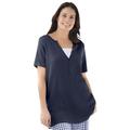 Plus Size Women's Split-Neck Henley Thermal Tee by Woman Within in Navy (Size 38/40) Shirt