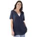 Plus Size Women's Split-Neck Henley Thermal Tee by Woman Within in Navy (Size 38/40) Shirt